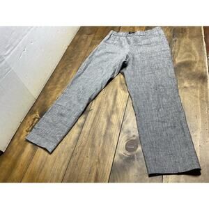 Theory Basic Pull On Pants Womens 4 Gray Linen Blend Straight Leg Casual Office